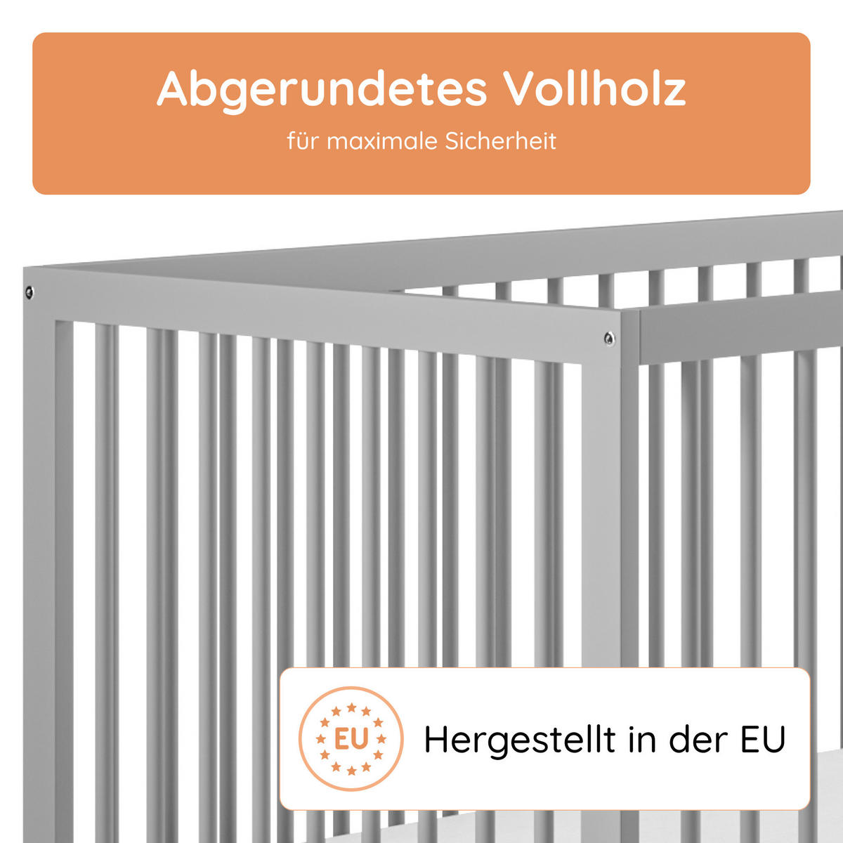 BABYBETT 70x140 cm in Grau - Grau, Holz (70/140cm) - Kids Collective