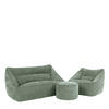 SITZSACK-SET 3 tlg, Sofa Chenille Cecilia, Sitzsack Sessel mit Hocker - Salbeigrün, Kunststoff/Textil (160/70/93cm) - icon