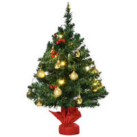 WEIHNACHTSBAUM mit Stechpalmenbeeren, Kugeln und LED-Lichtern Christbaum Grün - Grün, Kunststoff (60cm) - HOMCOM