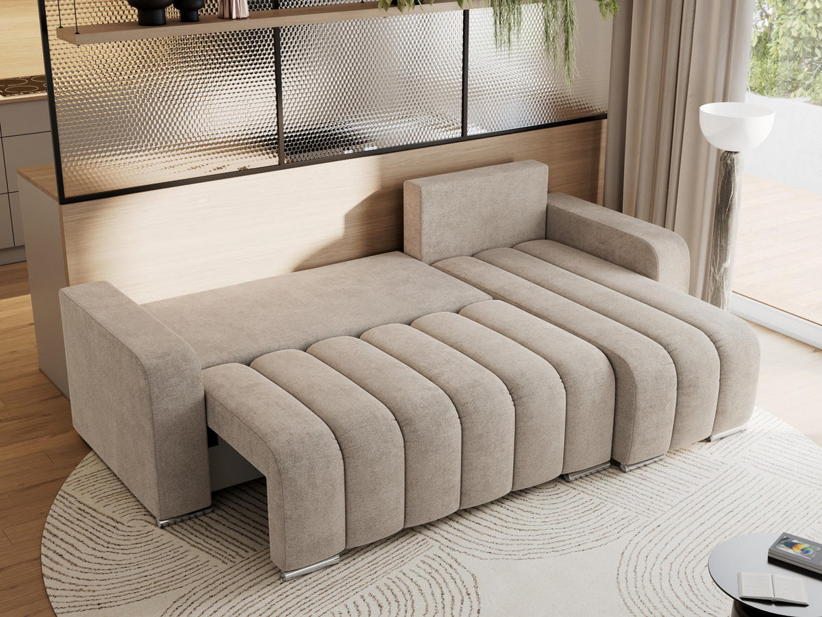 ECKSOFA KIRASSO L Beige Stukture - Beige/Grau, Textil (245/147cm) - MKS