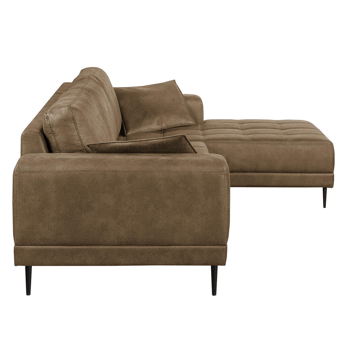 ECKSOFA mit Ottomane - Antiklederlook - Cappuccino, Textil (282/167cm) - home24