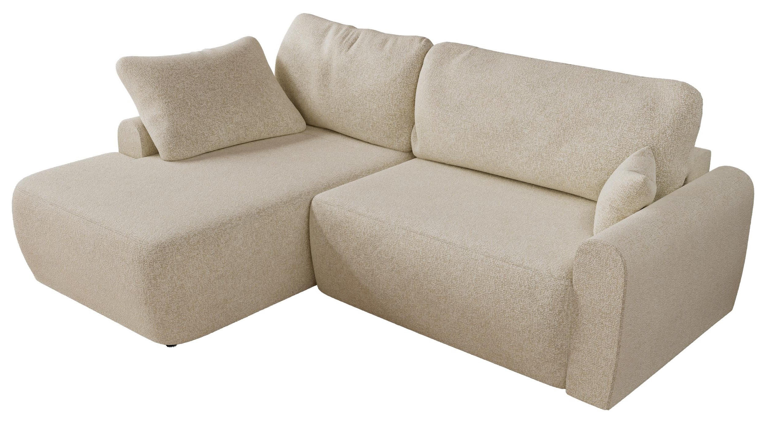 ECKSCHLAFSOFA CUBO L Creme Struktur - links - Creme/Schwarz, Kunststoff/Textil (273/187cm) - MKS