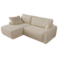 ECKSCHLAFSOFA CUBO L Creme Struktur - links - Creme/Schwarz, Kunststoff/Textil (273/187cm) - MKS