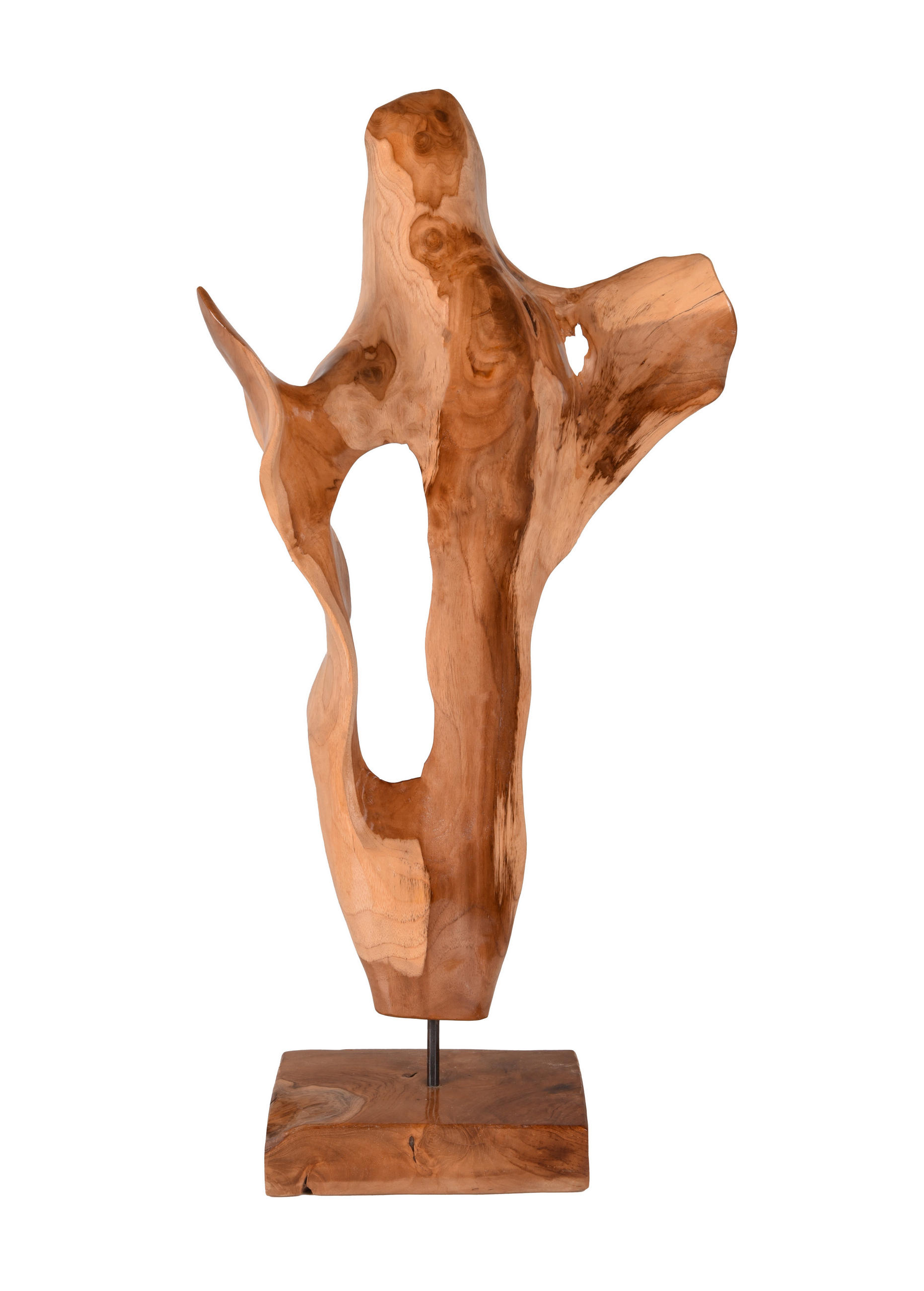 DEKO-SKULPTUR INÉS Teak Lackiert 85x43,5x17cm - Teakfarben, Holz (43.5/85/17cm) - DELUKE