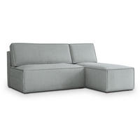 ECKSOFA BRISO P Hellgrau Kordstoff mit Schlaffunktion - Hellgrau, Holz (200/140cm) - MASSENO
