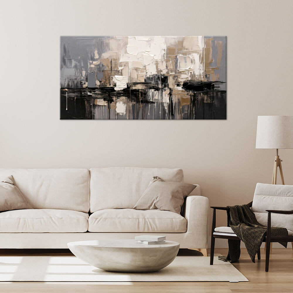 LEINWANDBILD Abstraktion in Grautönen 120x60cm - Grau, Textil (120/60cm) - Feeby