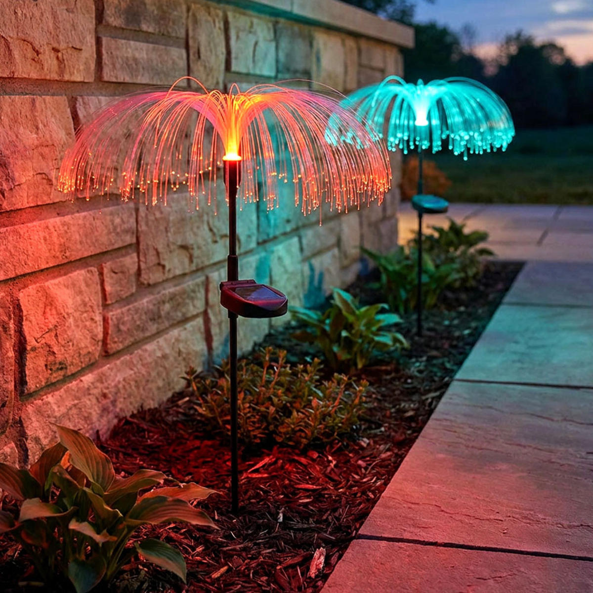 SOLARLEUCHTE, Stecklampe LED, Edelstahl, RGB 2er Set - Schwarz, Metall (26/26/60cm)