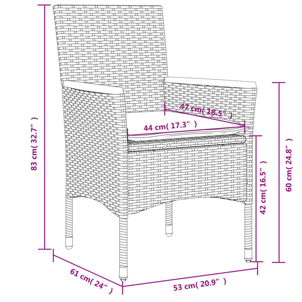 GARTEN-ESSGRUPPE 7-TLG. Mit Kissen Schwarz Poly Rattan Akazie - Schwarz, Kunststoff - vidaXL