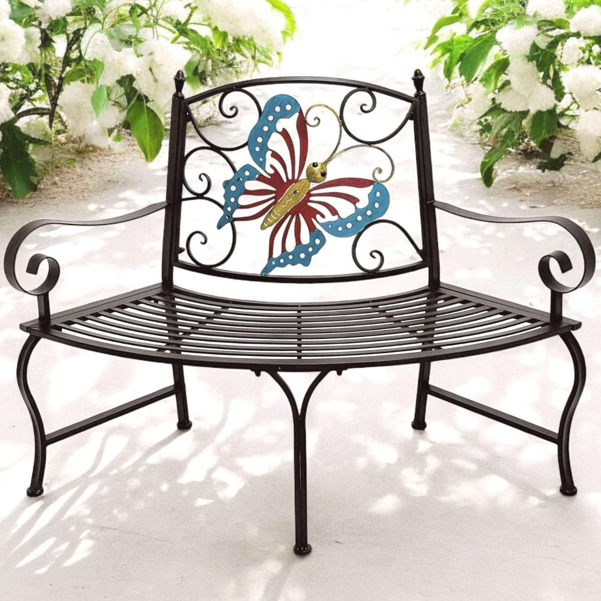 BAUMBANK Halbrund Wetterfest Metall Braun - Braun, Metall (140/100/60cm) - DanDiBo