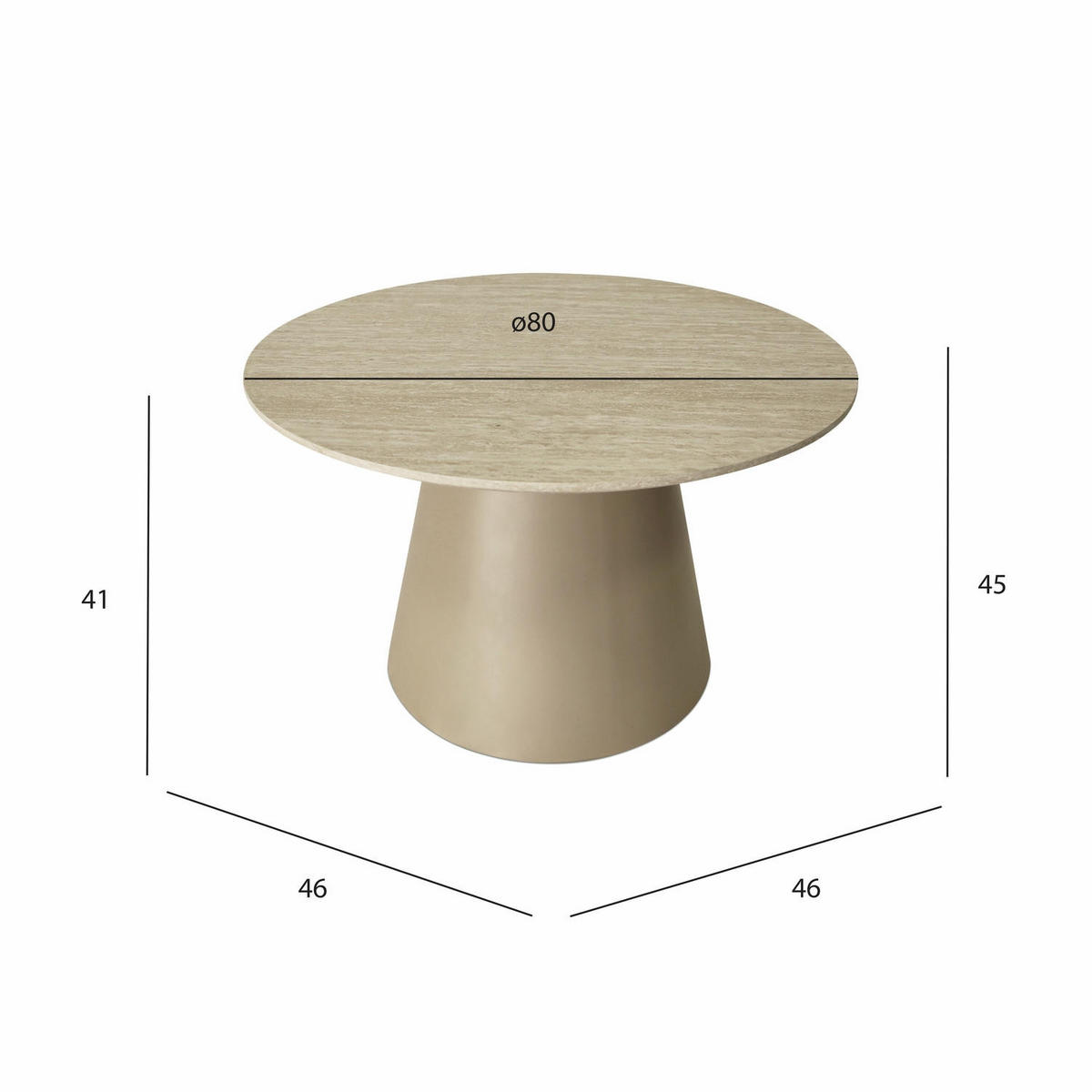 COUCHTISCH rund Beige 80/80/45 cm - Beige, Holzwerkstoff (80/80/45cm) - Furnhouse