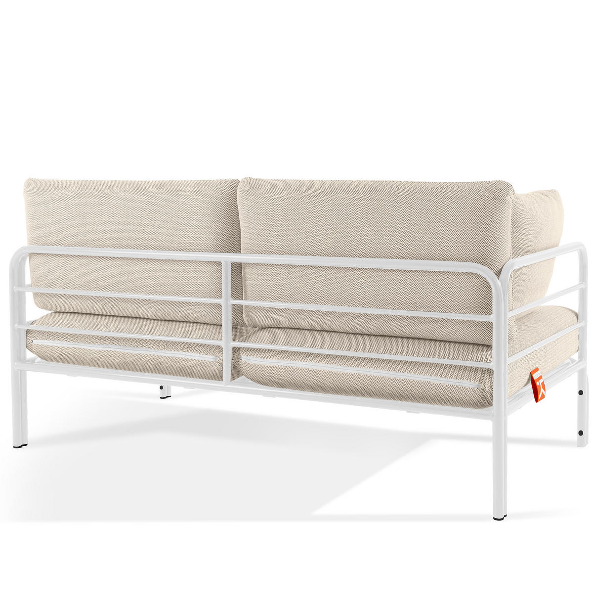 GARTENSOFA RAMBE 2-Personen mit Kissen, Weiß - Beige/Weiß, Textil/Metall (150/80/80cm) - KONSIMO®