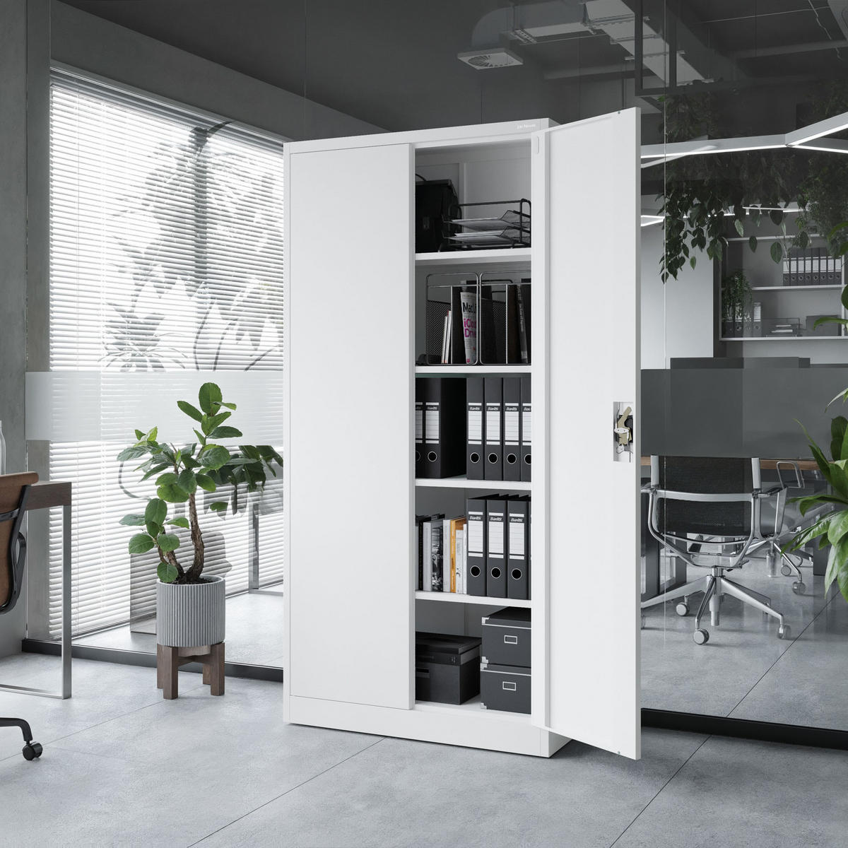 AKTENSCHRANK JAN 185x90x45 cm - Weiß, Metall (90/185/40cm) - Jan Nowak