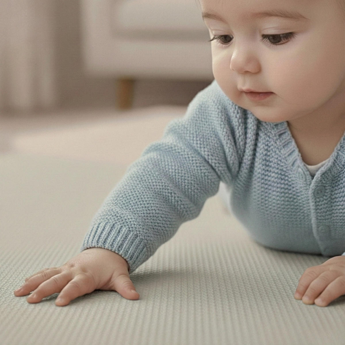 SPIELMATTE ab Null - 90 cm Baby Puzzlematte Beige - Beige, Kunststoff (30/30cm) - Littletom