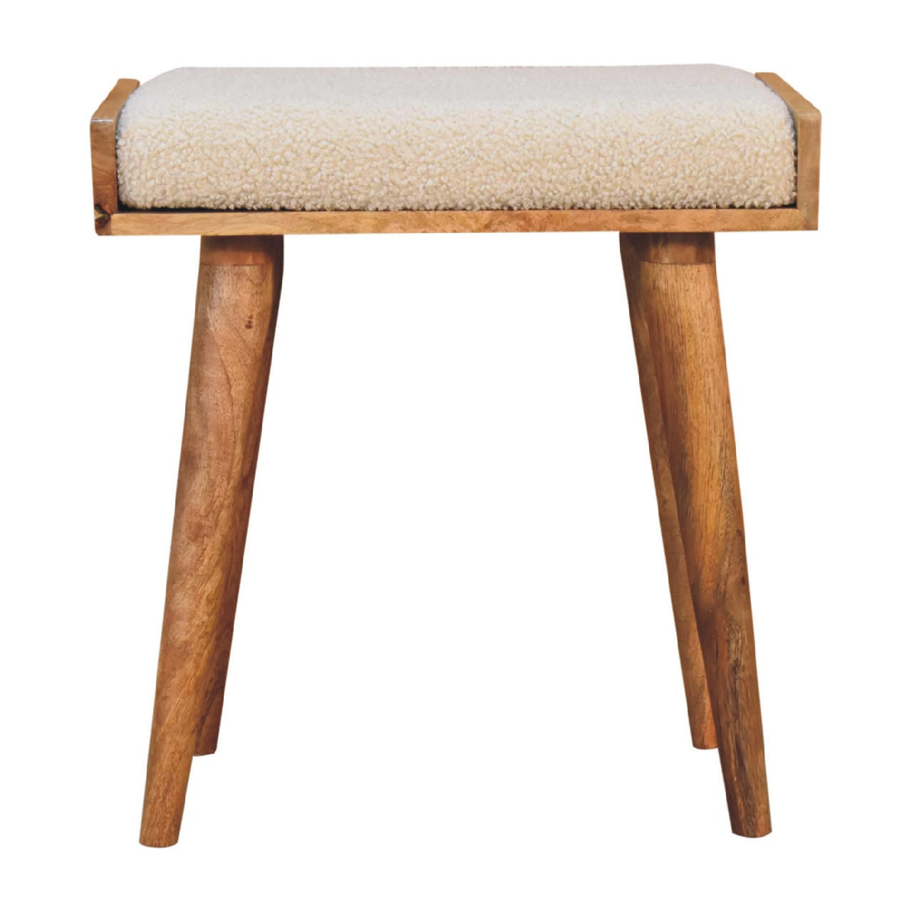 FUSSHOCKER Bouclé Creme Tablett-Stil, Nordische Beine - Beige, Holz (50/52/35cm) - Artisan Furniture