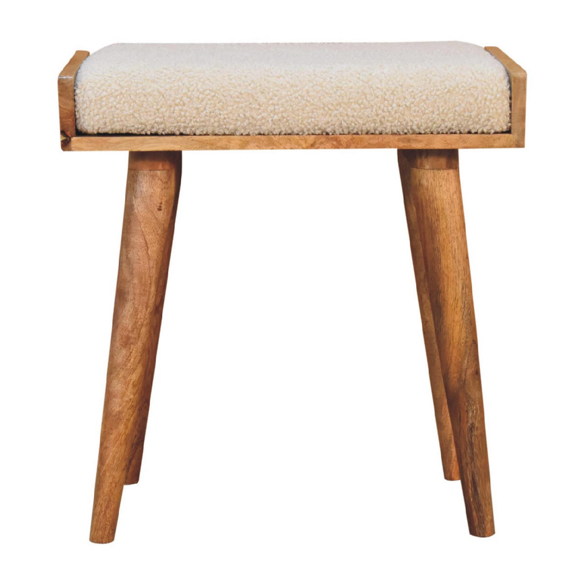 FUSSHOCKER Bouclé Creme Tablett-Stil, Nordische Beine - Beige, Holz (50/52/35cm) - Artisan Furniture