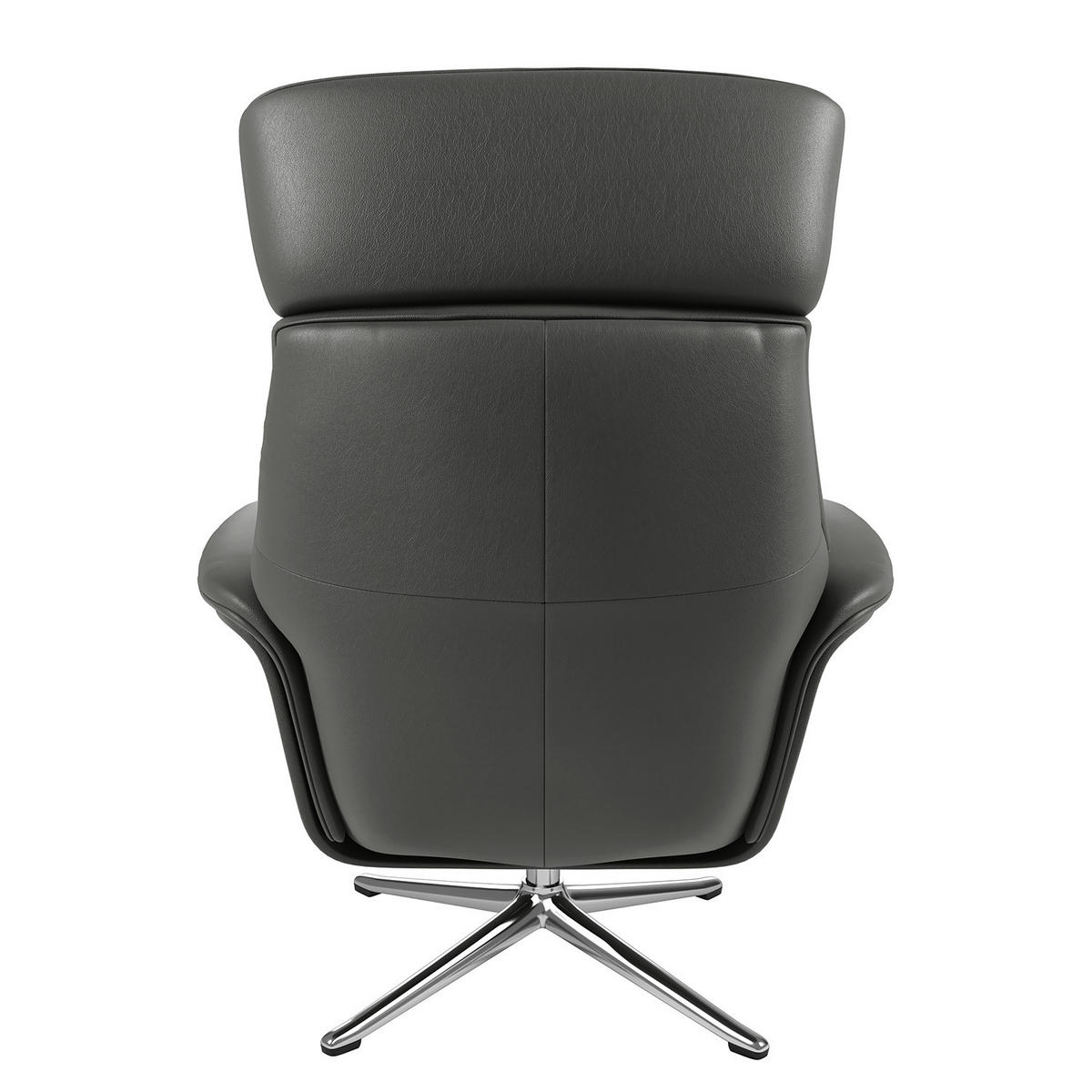 SESSEL - manuell verstellbar - Chromfarben/Grau, Leder/Metall (83/110/88cm) - home24