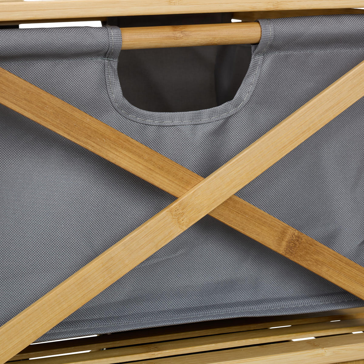 WÄSCHEKORB - Hellbraun, Holz/Textil (40/95/33cm) - Relaxdays