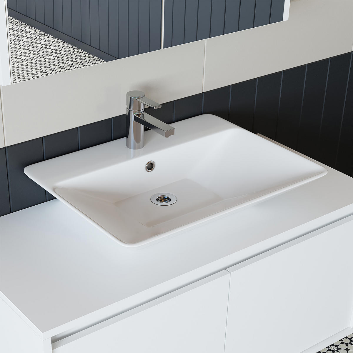 BADMÖBEL Set ATLANTIC-100 4-teilig - Weiß, Holzwerkstoff (100/150/45cm) - Roomart