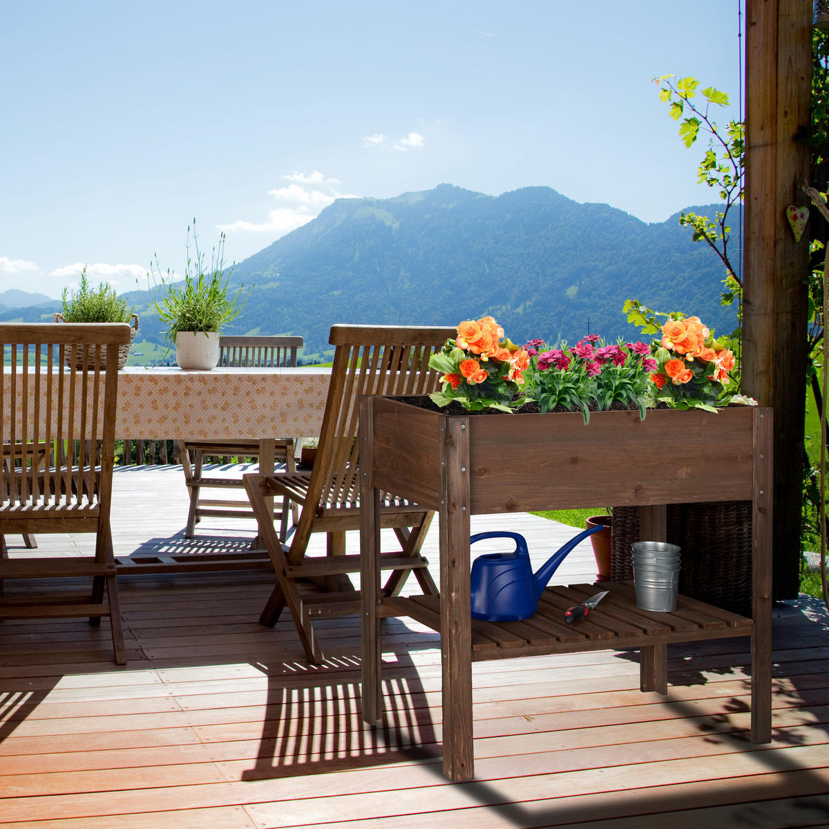 HOCHBEET - Dunkelbraun, Holz (88/80/43.5cm) - Relaxdays