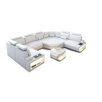 WOHNLANDSCHAFT Asti U Mini - Weiß, Leder (352/93/280cm) - Sofa Dreams
