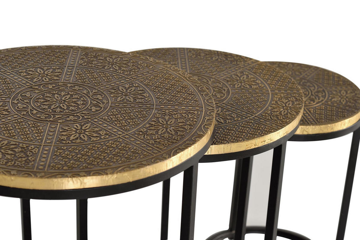 COUCHTISCH aus Metall - Schwarz, Holz (44/44/49cm) - Giner y Colomer