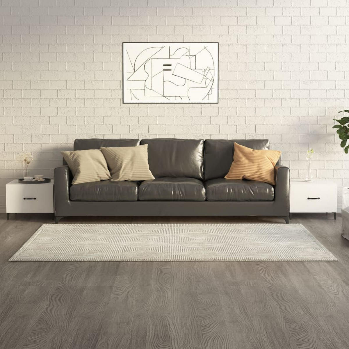 COUCHTISCHE mit Metallbeinen 2 Stk. Hochglanz-Weiß 50x50x40 cm - Weiß, Holzwerkstoff (50/50/40cm) - furnicato