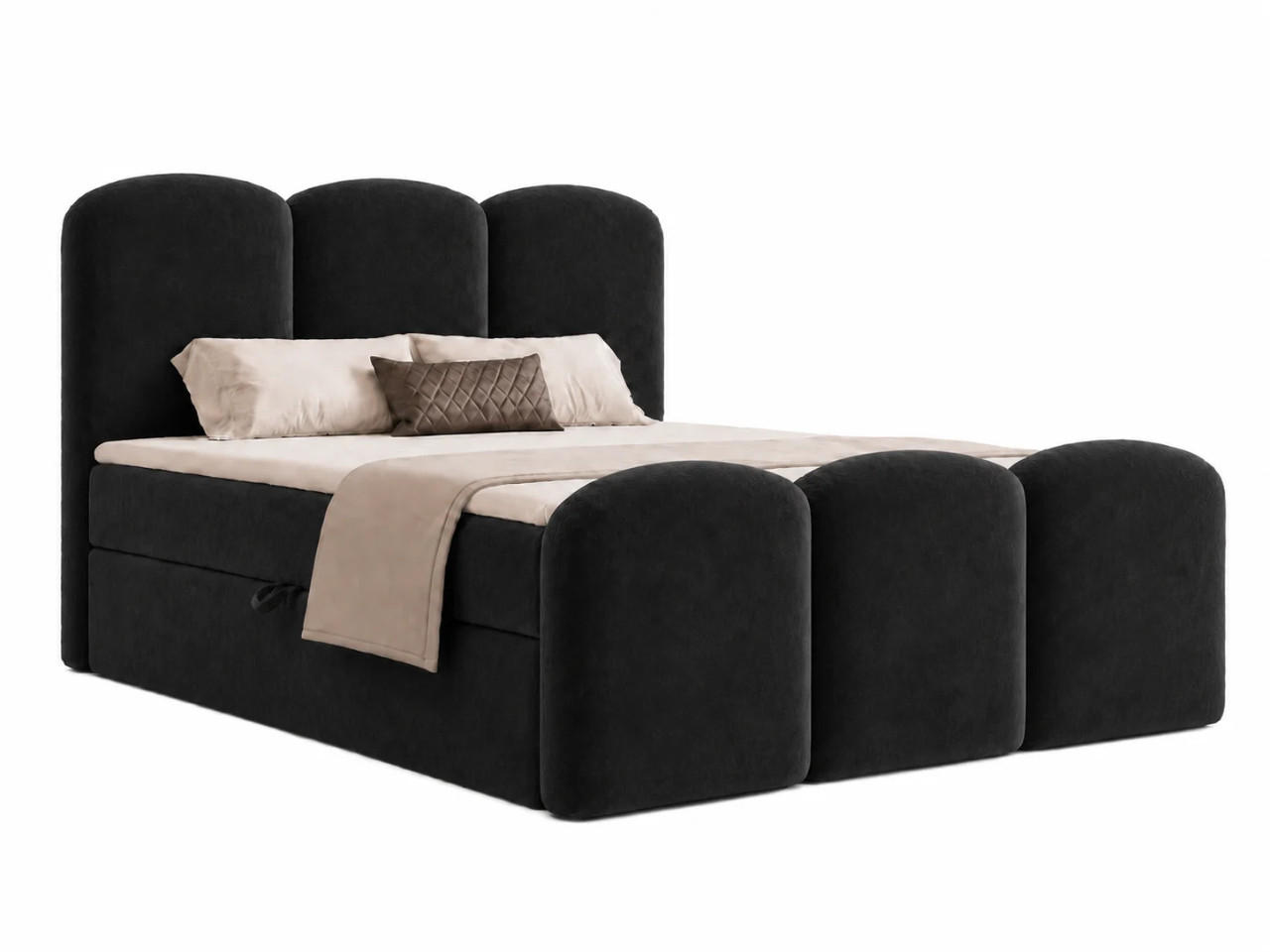 BOXBETT ROYAL 120x200 cm in Schwarz, Bettkasten, Topper, Velvet-Stoff - Schwarz, Holz/Textil (120/200cm) - EMLAR Home