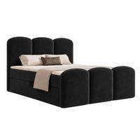 BOXBETT ROYAL 160x200 cm in Schwarz, Bettkasten, Topper, Velvet-Stoff - Schwarz, Holz/Textil (160/200cm) - EMLAR Home