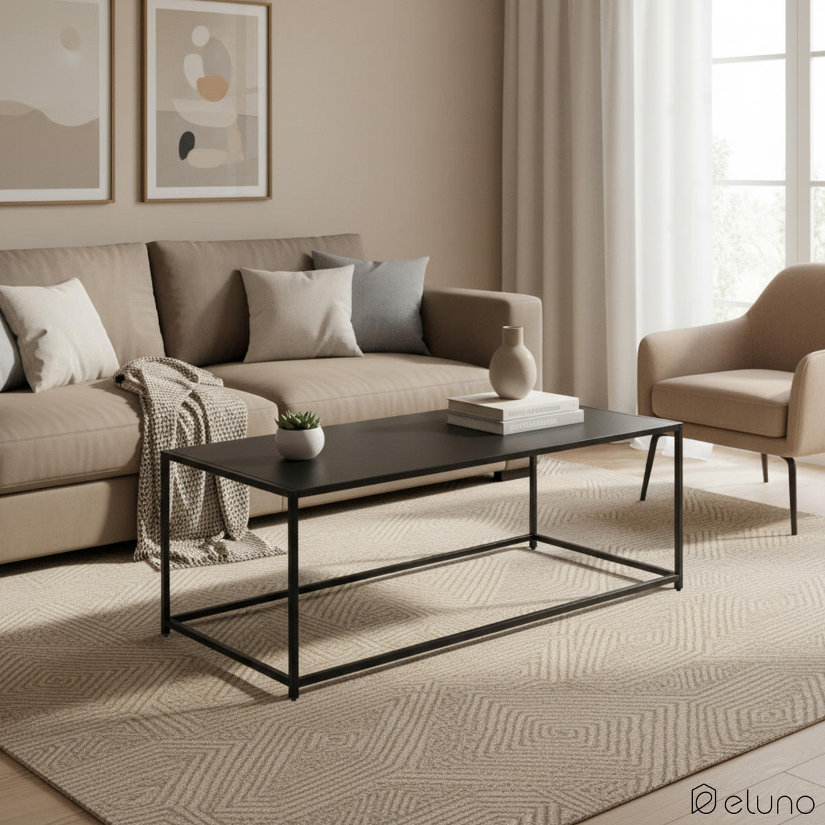 COUCHTISCH, schwarz, Metall - Schwarz, Metall (110/50/41cm) - eluno
