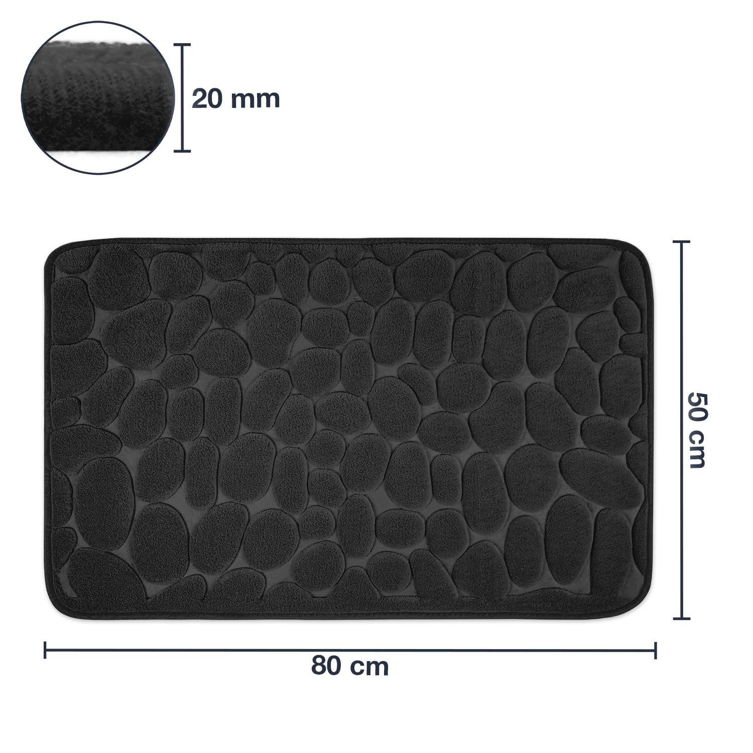 MEMORYSCHAUM BADEMATTE LONDON - Schwarz, Textil (50/80cm) - WohnDirect