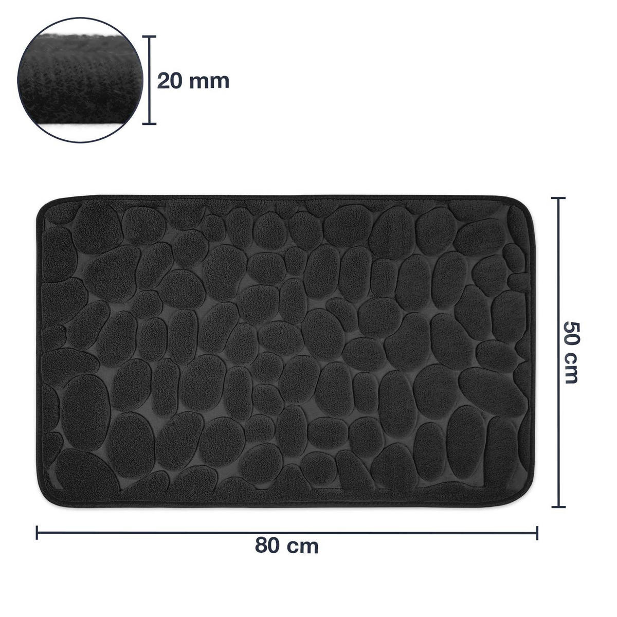 MEMORYSCHAUM BADEMATTE LONDON - Schwarz, Textil (50/80cm) - WohnDirect