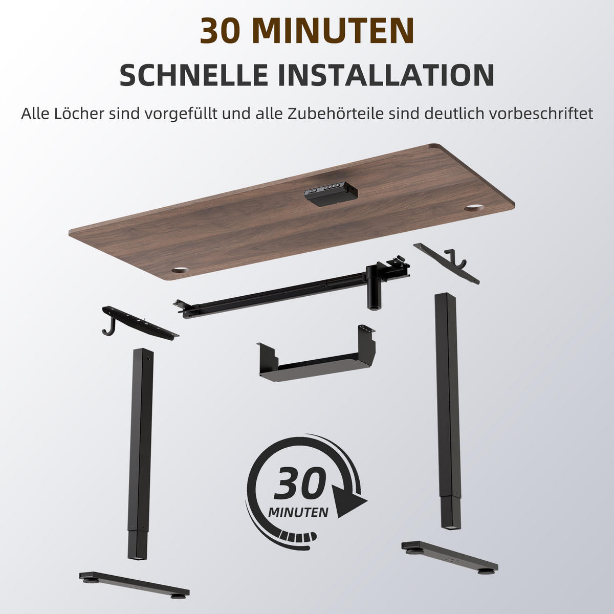 SCHREIBTISCH höhenverstellbar 70 - 120 cm - Schwarz/Braun, Holz/Metall (140/70/120cm) - HOMAVO
