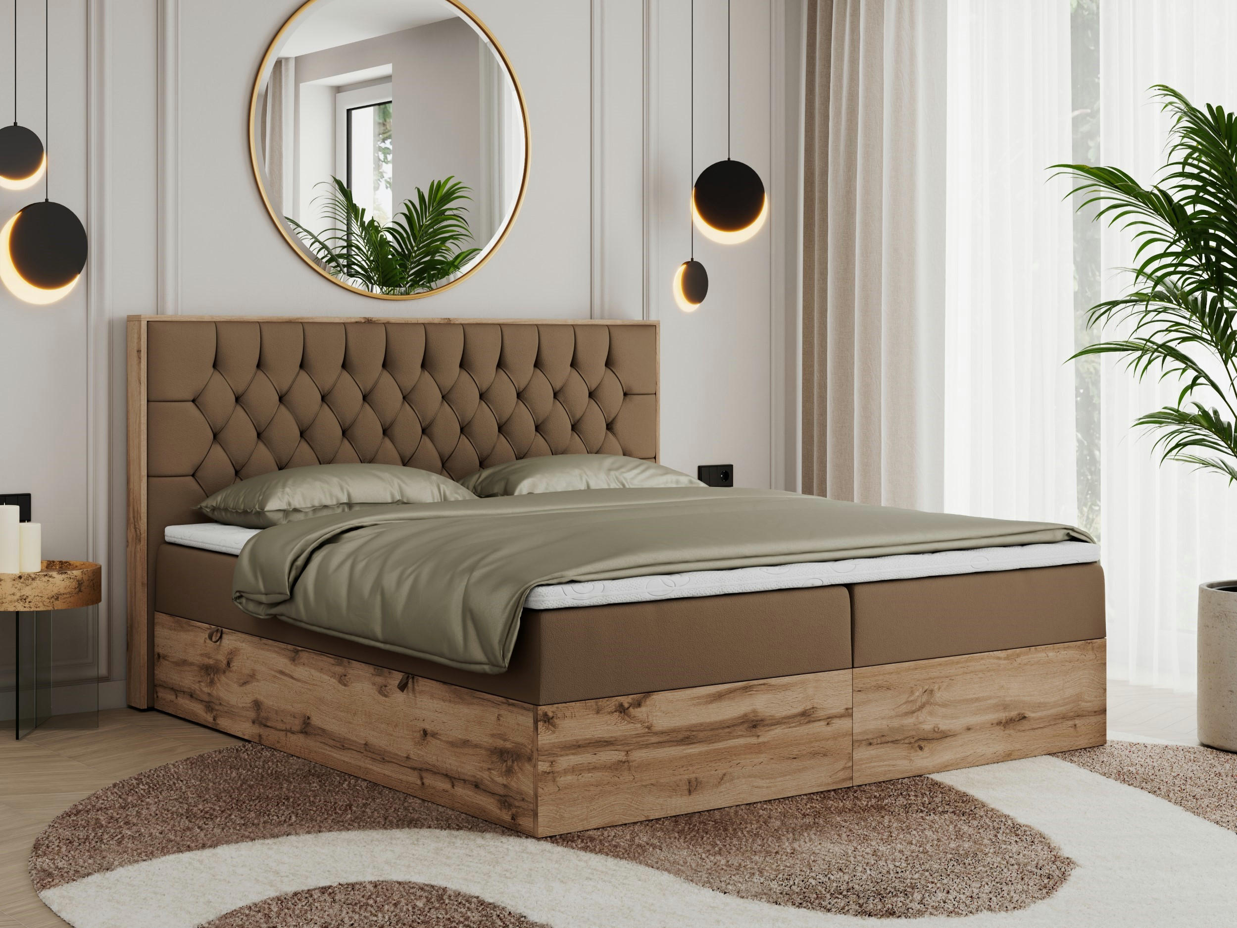 BOXBETT AMORE 180/200 Braun Kunstleder - H3 - Braun, Holz/Textil (180/200cm) - MKS