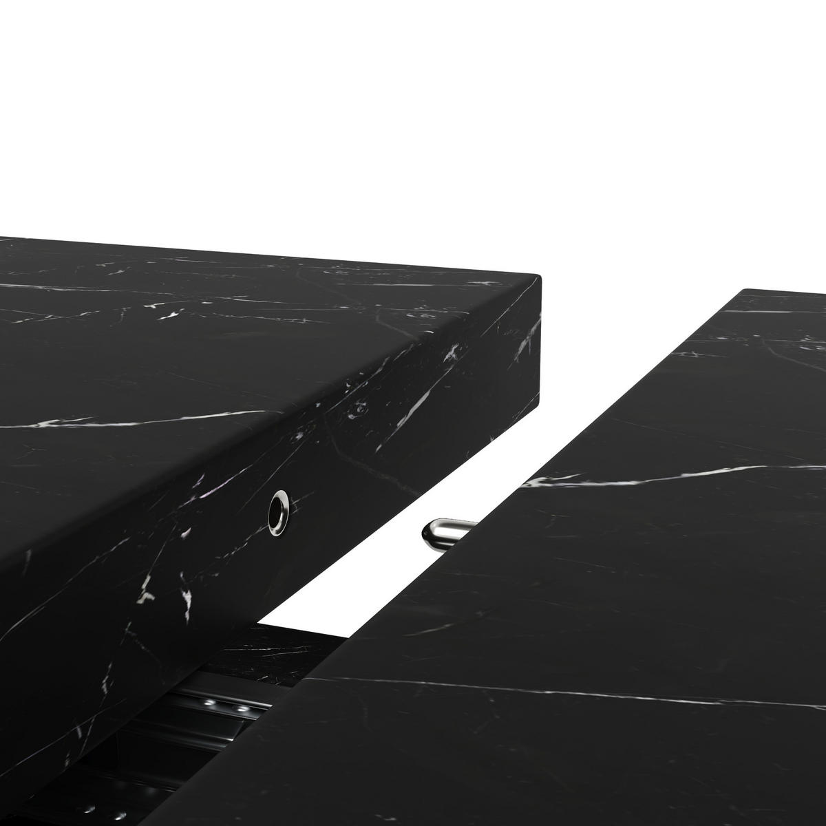 ESSTISCH 110-140x80x76 cm in Schwarz aus MDF mit Marmoroptik ausziehbar - Schwarz, Holzwerkstoff (140/80/76cm) - Modfu