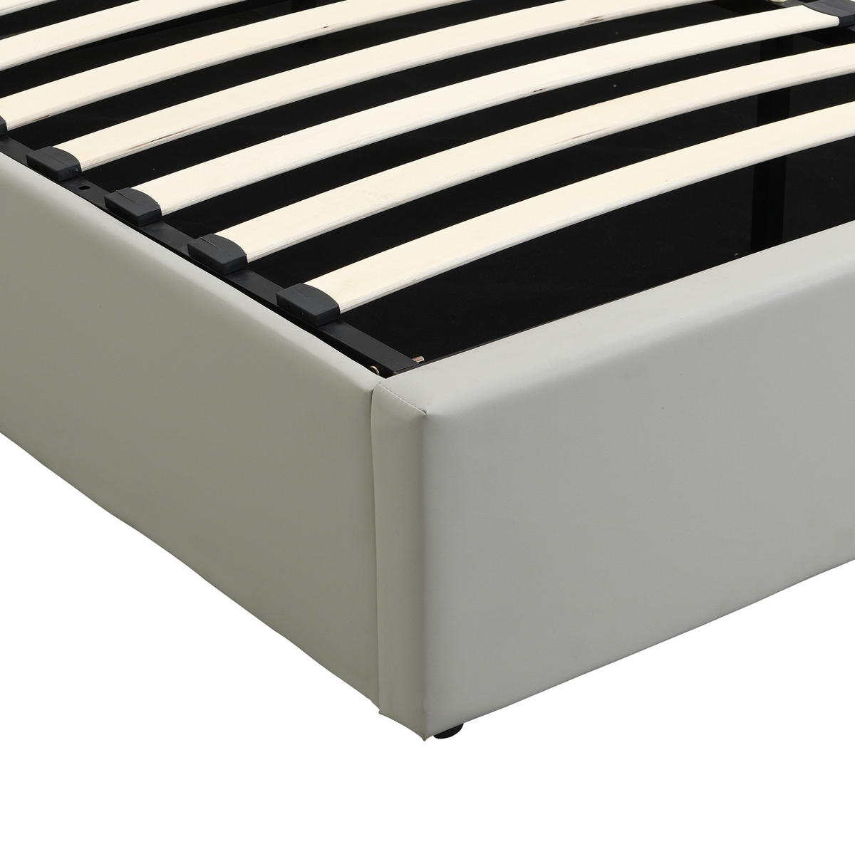 POLSTERBETT 140/190 cm Grau aus PU mit LED, USB und Stauraum - Grau, Kunststoff (140/190cm) - OKMYHOME