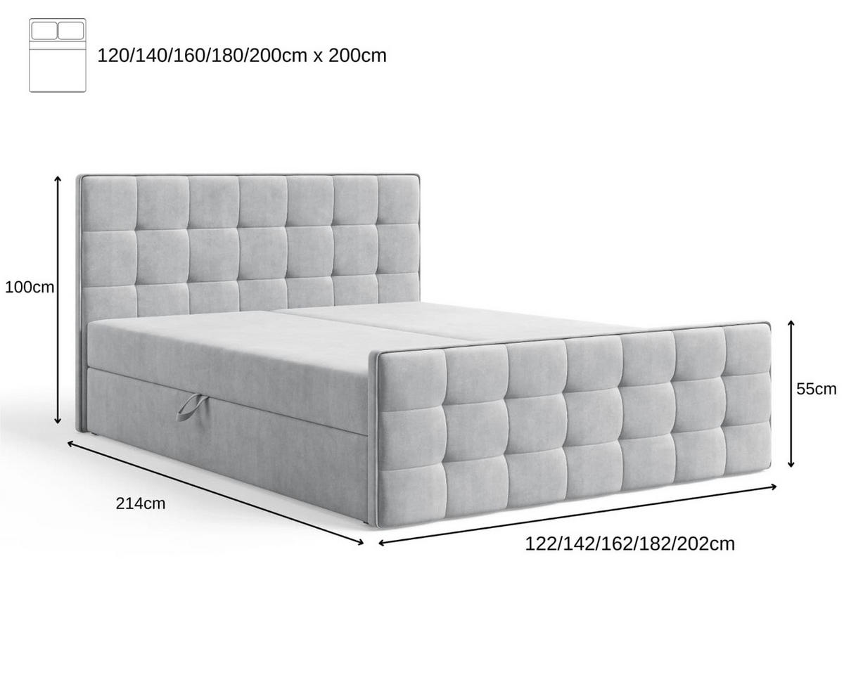 POLSTERBETT Coriano Grau 180x200 cm - Grau, Textil (180/200cm) - B&B Home