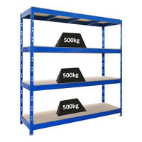 SCHWERLASTREGAL Rhino 200x200x60 cm 4 Spanplatten-Ebenen 16mm Fachlast 500 kg Blau - Blau, Metall (200/200/60cm) - PROREGAL