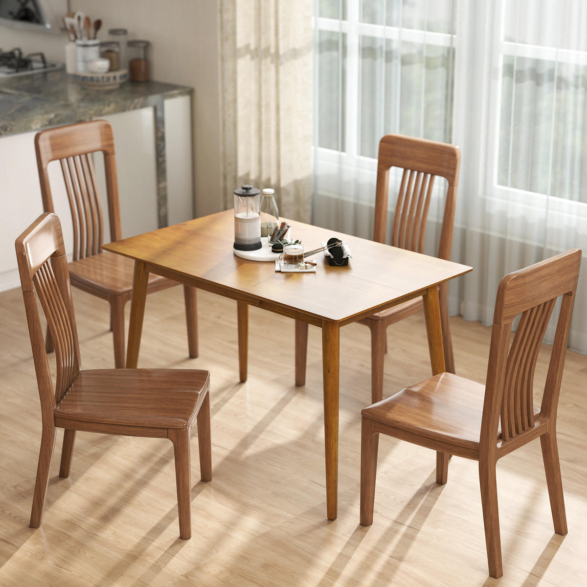 ESSTISCH DE-16482 Retro-Design mit konischen Beinen Naturholz - Braun, Holz (120/75/76cm) - ComfortXL