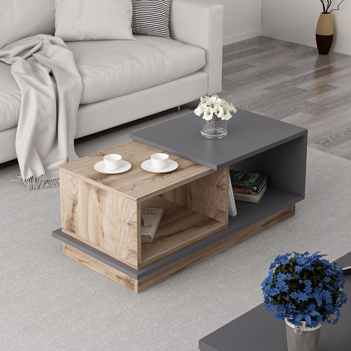 COUCHTISCH consept grau anthrazit - Grau, Holz (90/45/36cm) - Habitat Garten