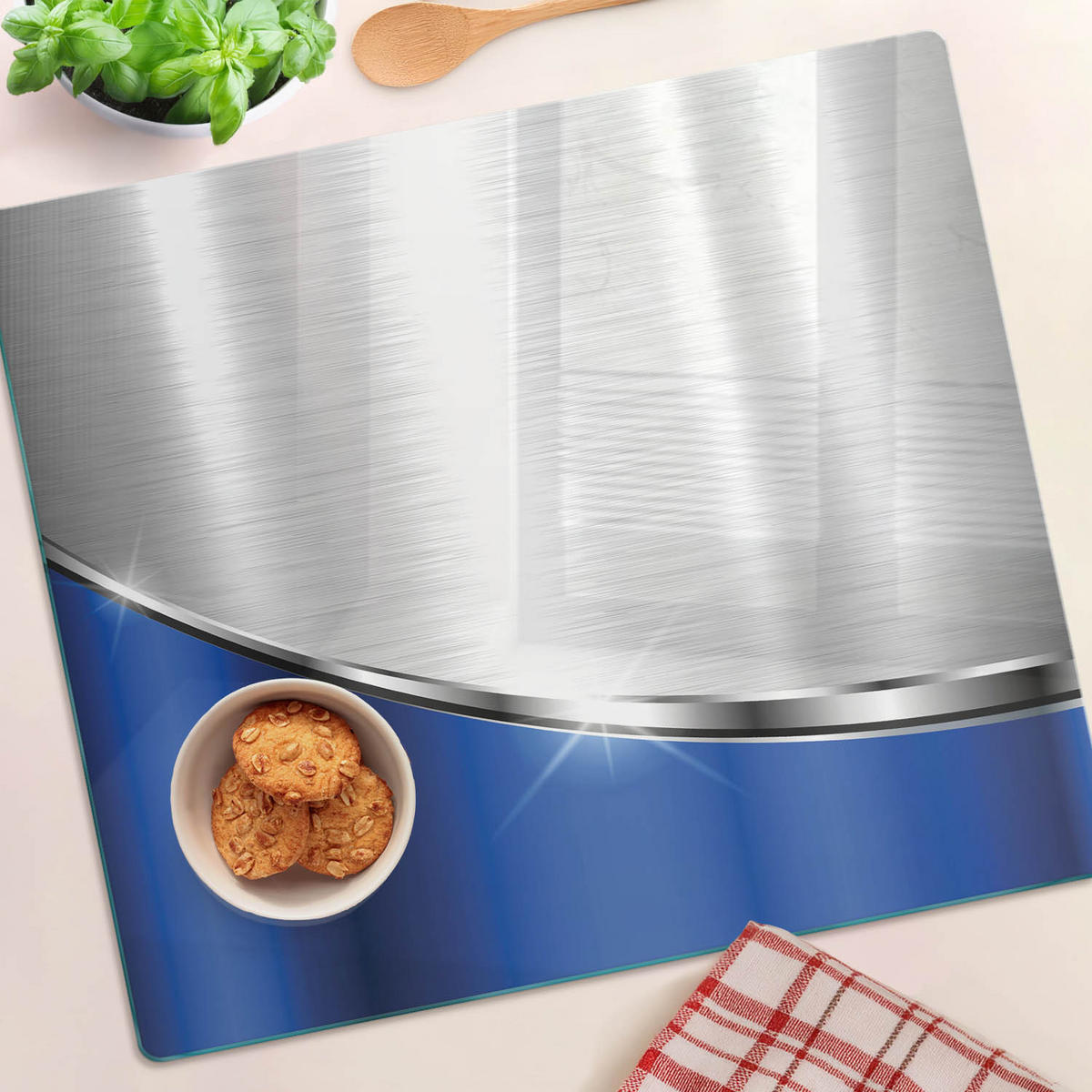 GLASPLATTE 60x52 cm Textur - Blau, Glas (60/0.4/52cm) - TULUP