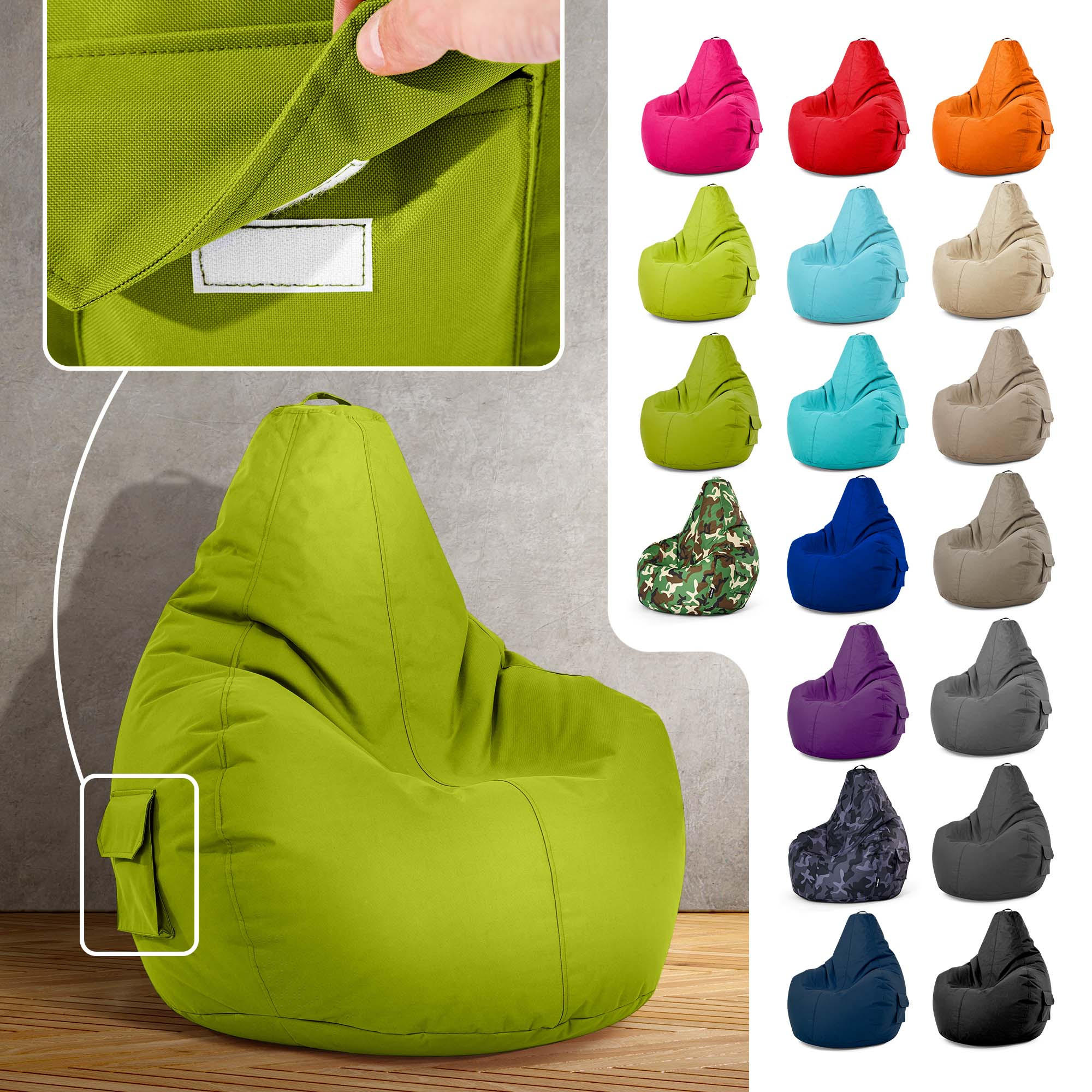 SITZSACK Lounge Chair "Cozy" 80x70x90cm - Grün, Textil (70/90/80cm) - Green Bean