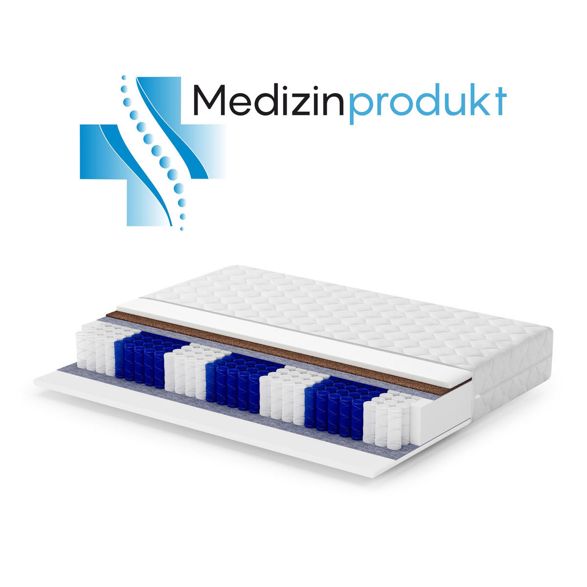 TASCHENFEDERNKERNMATRATZE Mediro Core 26 cm, Hoch-Elastischer-Schaum, H2/H3, 120x200 - Weiß, Kunststoff (120/200cm) - Beautysofa