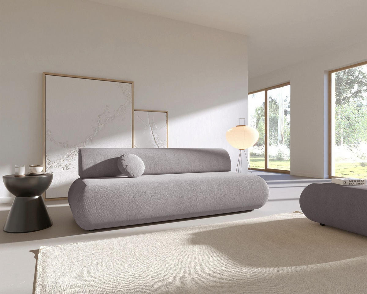 3-SITZER SCHLAFSOFA Grau Chenille - Schwarz/Grau, Kunststoff/Textil (214/74/100cm) - Selsey