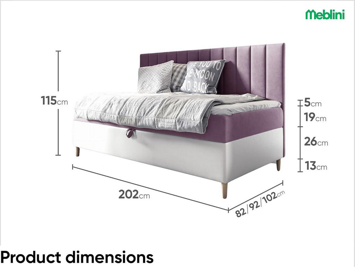 KINDERBETT MAYA 2 - Lila/Weiß, Holzwerkstoff (102/202cm) - Meblini