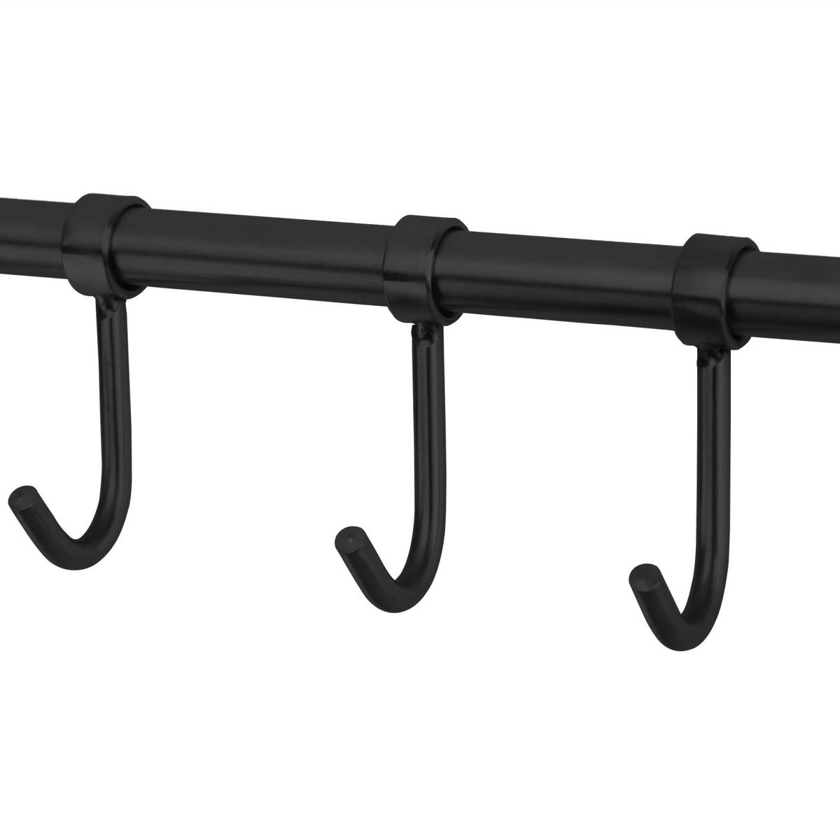 KÜCHEN HAKENLEISTE mit 7 Haken - Schwarz, Metall (3.4/2.2/35.8cm) - Intirilife