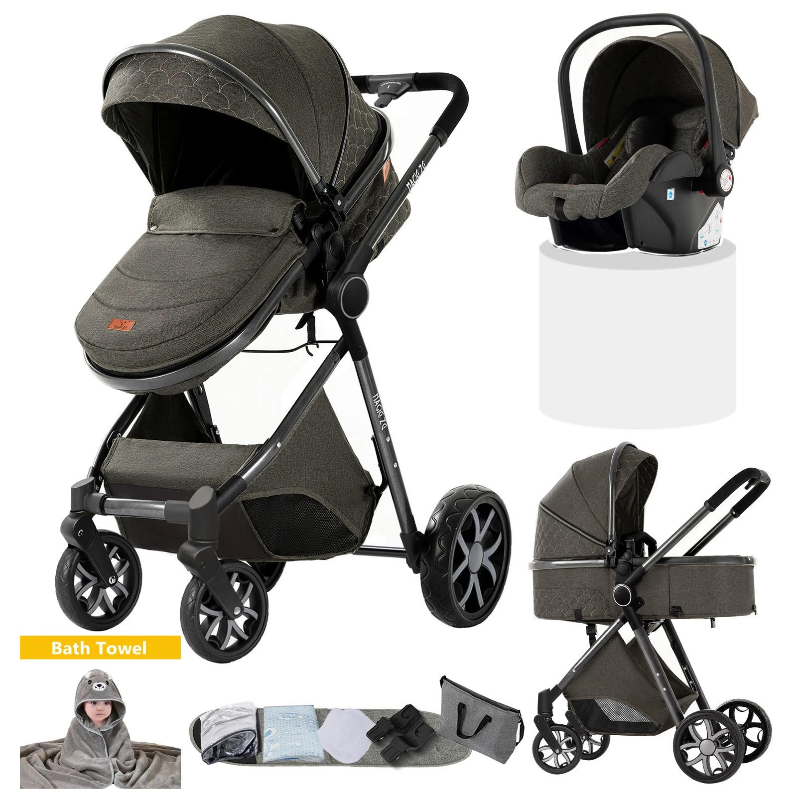 KINDERWAGENSET YV9-SCHOKOLADENBRAUN - Rotbraun, Metall (80/60cm) - Kaket