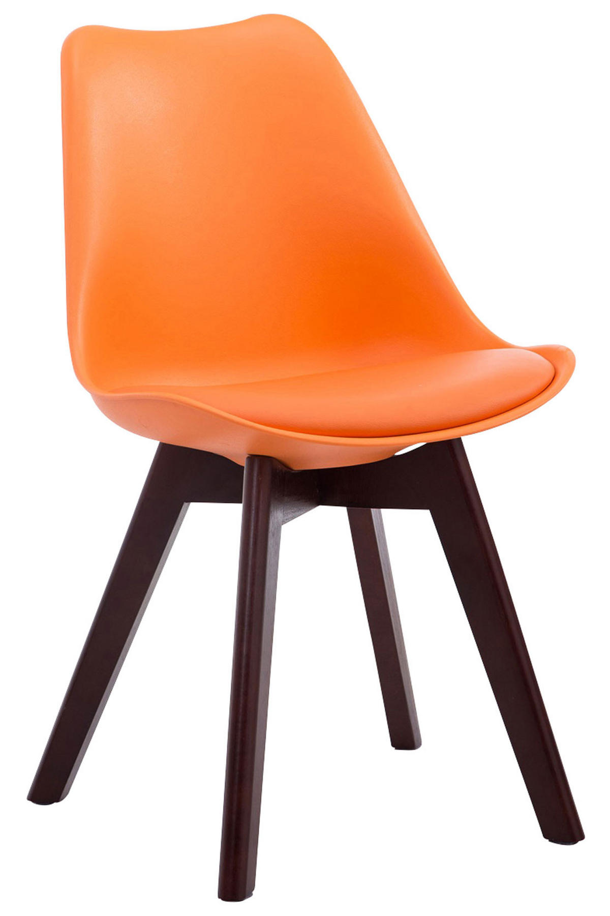 STUHL Lederlook orange - Walnussfarben/Orange, Holz/Textil (48/84/41.5cm) - CLP