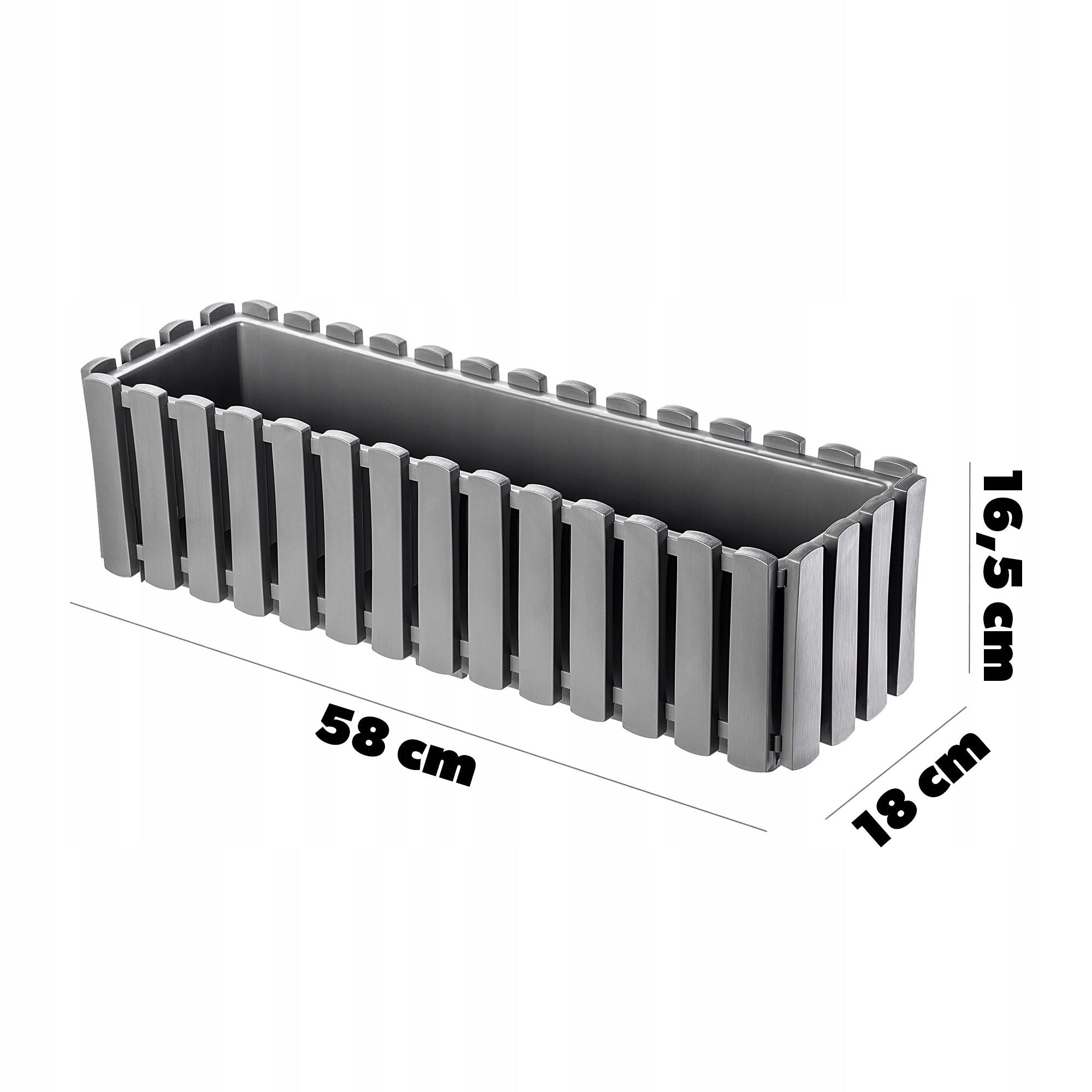 BALKONKASTEN mit Griffen und Bewässerungssystem, 60 cm, grau - Grau, Kunststoff (18/58cm) - KADAX