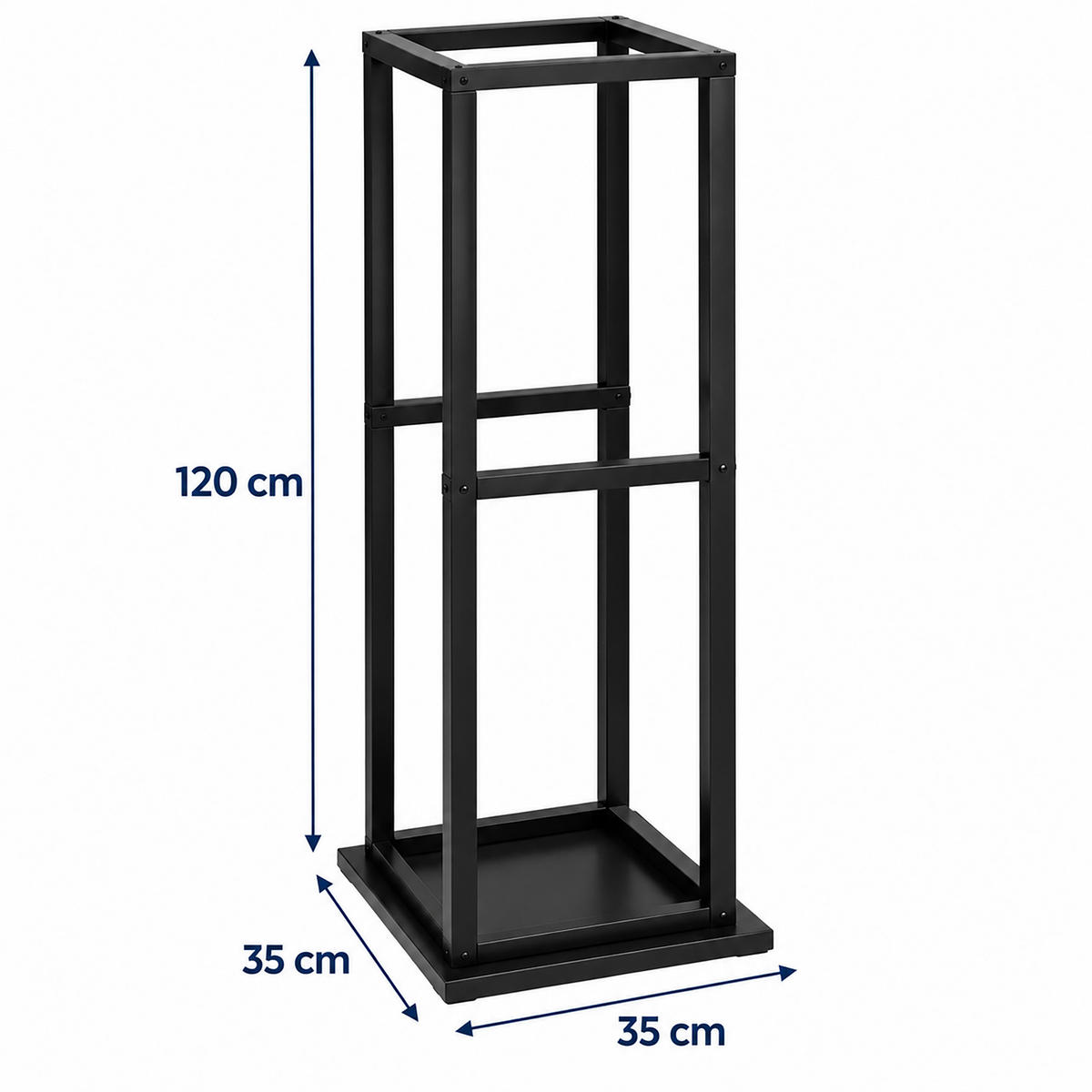 KAMINHOLZREGAL Schwarz Stahl 120 cm - Schwarz, Metall (35/120/35cm) - Relaxdays