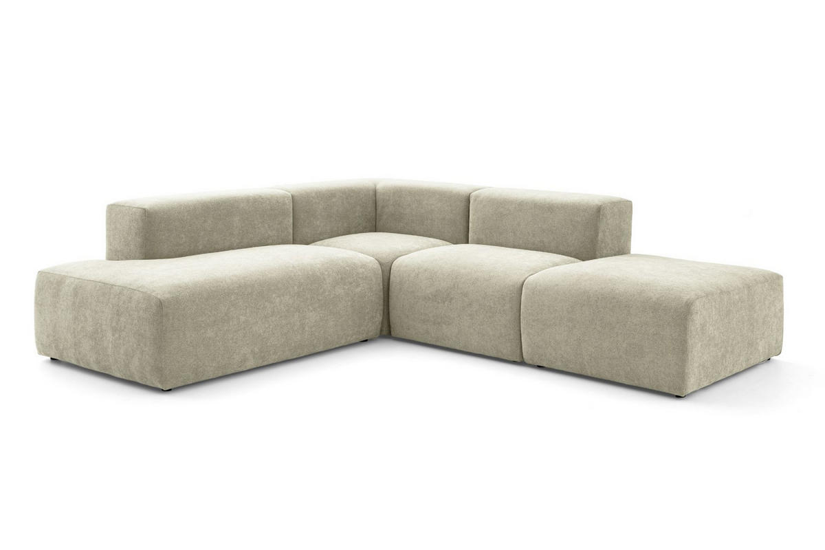 4-SITZER modulares Ecksofa HEAVEN SET 3 Links, Breite 270 cm Webstoff Olivgrün - Schwarz/Olivgrün, Holz/Kunststoff (245/270cm) - Muffo